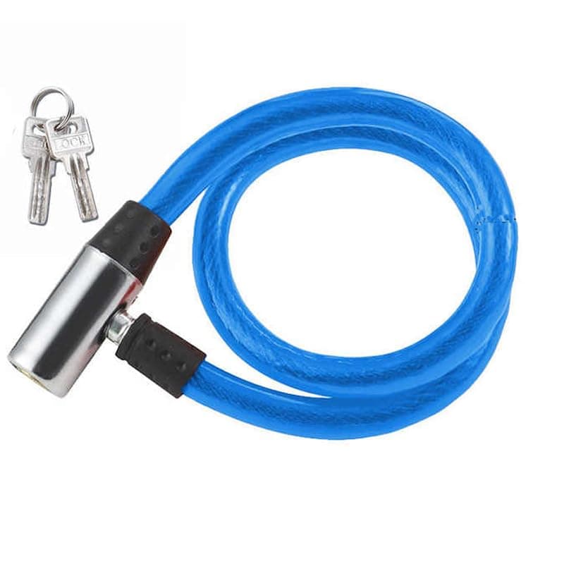 KaberTrade Universal Stainless Steel Bicycle Lock with Anti-Theft Cable for Motorcycles and Off-Road Bikes, Security (Blue Small Diameter 1.5cm, Length 116cm, Code:8703) - KaberTrade