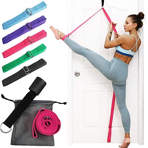 JHuuu Leg Stretcher Strap, Adjustable Multi-Purpose Exercise Ballet Stretch Band, Easy Install and Flexibility Door Stretching Leg Strap, 3M Yoga Dancing Stretch Belt for Dance & Gym (pink)