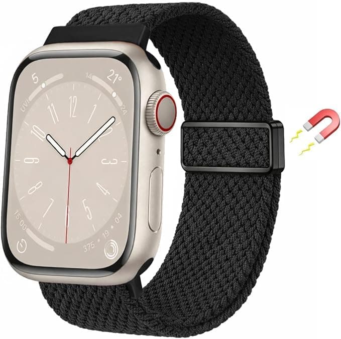 Solo Loop Sport Band Compatible with Apple Watch Band 42mm 44mm 45mm 46mm 49mm Women Men, Magnetic Braided Stretchable Strap for iWatch Series 10 9 8 7 6 5 4 3 Ultra 2 1 SE