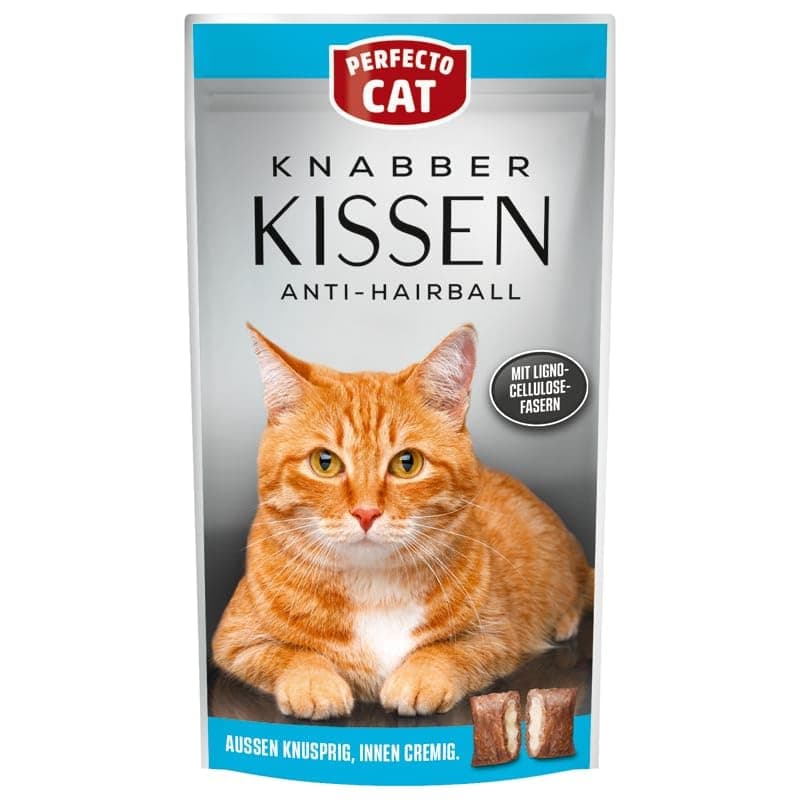 Perfecto Knabber Kissen Cat Treats – Crunchy, Cream-Filled Cat Snack, Premium Treats for Adult Cats, Anti - Hairball With Digestive Support, 1 Pcs Pet food