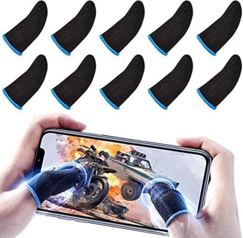 Pack of (10 pic) Compatible with Pubg Finger Sleeves for Gaming, Breathable Pro Gaming Finger Gloves, Anti-sweat Thumb Sleeves for Mobile Gaming, Touch Screen Finger Sleeves Phone accessory