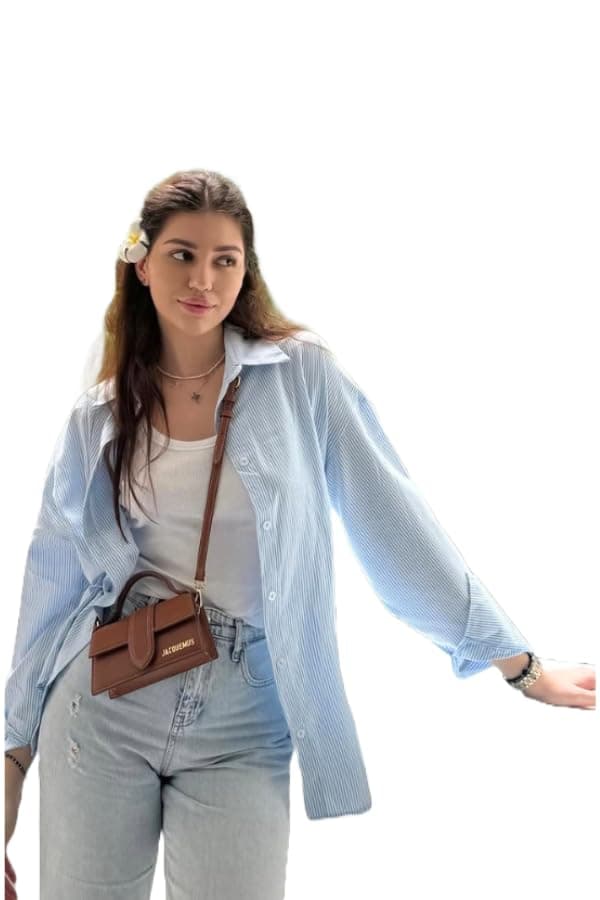 DRESS CODE Womens Oversized Striped Shirt In Blue Streetwear (pack of 1)