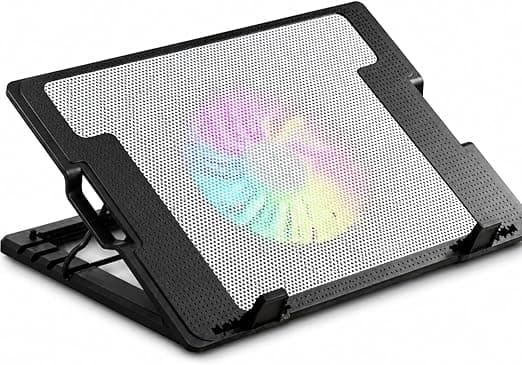 Laptop Cooling Stand with USB Fan, Adjustable Notebook Cooler Pad with LED Light, Quiet Air Flow and Anti Slip Base for Desk, Office, Study and Gaming ZR450 Electronic device cooling pad