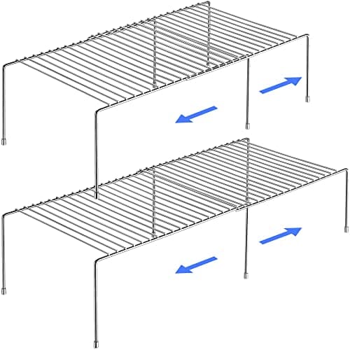 Tomorotec Stainless Steel Expandable Kitchen Storage Organizer Spice Rack Cabinet Organization Shelves Heavy-Duty Rustproof Shelf, Adjustable Durable Rack Space Saving Countertop Drawer Cabinet Pantry