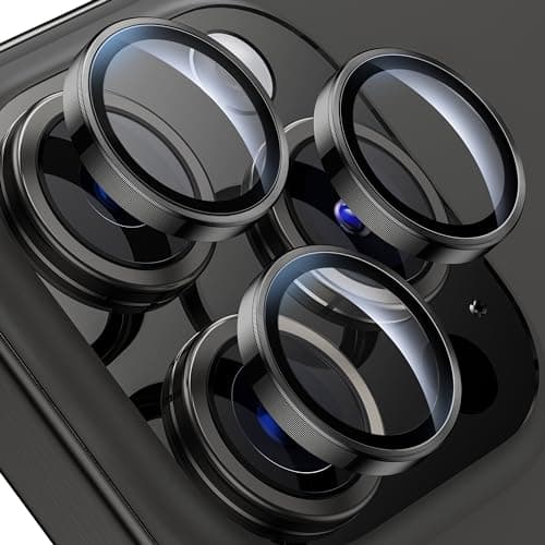 WSKEN for iPhone 15 Pro/iPhone 15 Pro Max Camera Lens Protector,[Keep Original Shooting] Shatterproof 9H Tempered Glass Camera Screen Protector Metal Ring Cover Film Accessories,Black