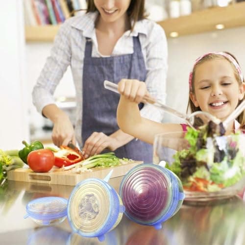 Reusable Silicone Stretch Lids 6 Pack Multi-Size Flexible Food Covers Set Container lid