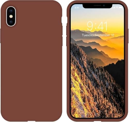 compatible with Silicone Case Compatible with iPhone XS Max 6.5 Inch, Silky Soft Touch Full Body Protection Case Not Original, Shockproof Cover with Microfibre (Brown) Cellular phone case