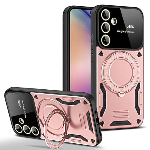 GOLDEN MASK For Samsung Galaxy S24 FE Camera Lens Camera Protection Supports Wireless Charging With Magnetic Ringe (Rose Gold) Cellular phone case