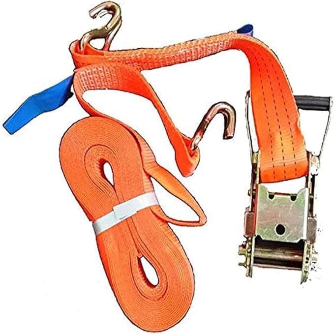 SACAR Heavy Duty Ratchet Belt Strap Ratchet Strap Belt Tie Down with Clip for Trucks, Motorcycles, Trailers, Bags and Luggage for Cars (CART Treadmill, 10 Meter Length, 5 cm Wide)