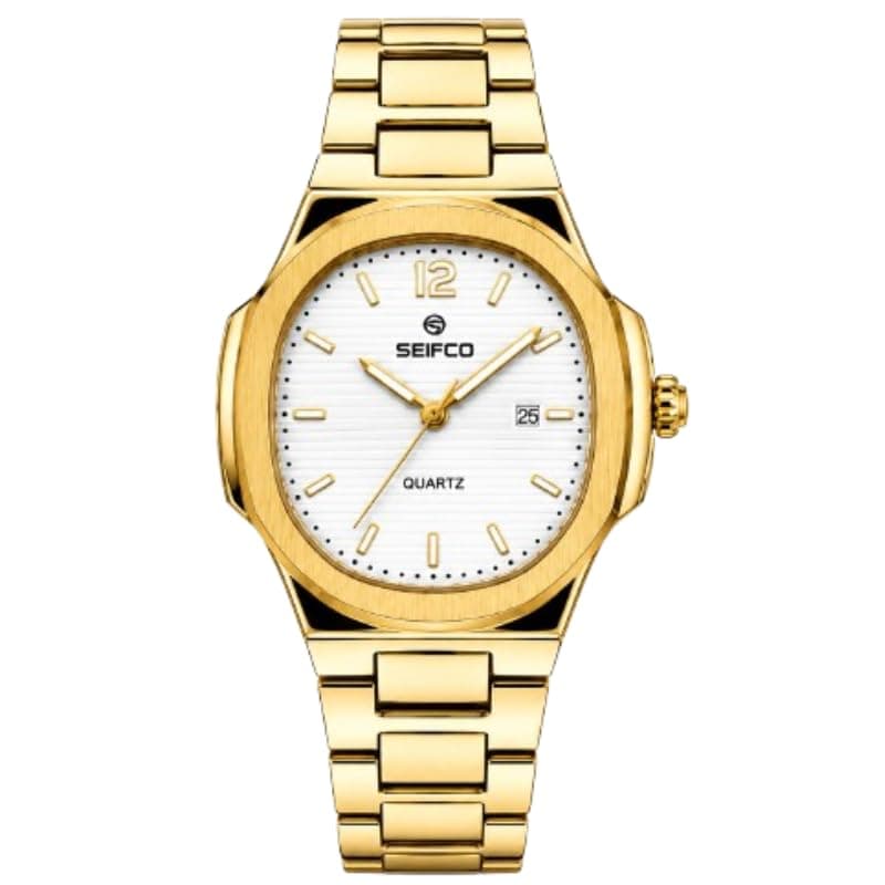 SEIFCO SF-VA-003 Women Stainless Steel Analog Watch Quartz Movement Date Window Stainless Steel Bracelet 3M Water Resistant Classic Style