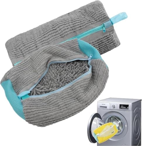 Jumbo Microfiber Shoe Washing Bag for Washing Machine with Internal Cleaning Brush Large Laundry Pouch for Sneakers Tennis Shoes Fits Full Pair White Storage bag