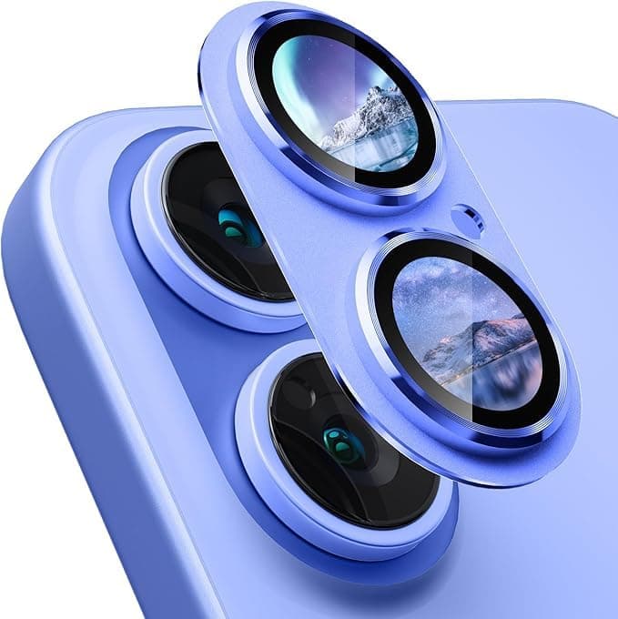 Camera Lens Screen Protector Compatible with iPhone 16 /iPhone 16 Plus, Scratch-Resistant HD Clear Lens Protection, Tempered Glass Aluminium Alloy Lens Protector Case (Blue)