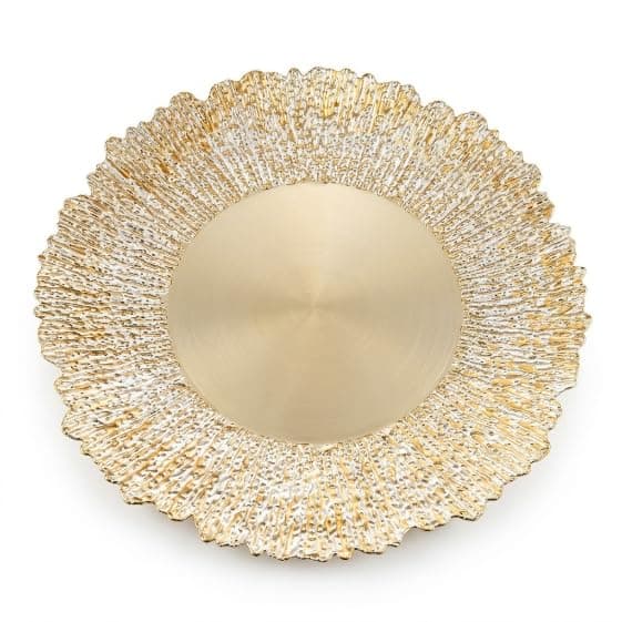 Elegant Gold Dessert Serving Plate, Decorative Hospitality Plate for Cakes, Desserts, Fruits, Appetizers, Attractive Design for Events and Guests, 30cm Suitable for Home Tables