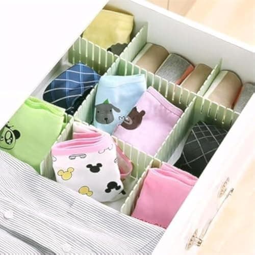 Drawer organizer to organize makeup, accessories, socks, and underwear (Light Green, 12 Pices) Caddy