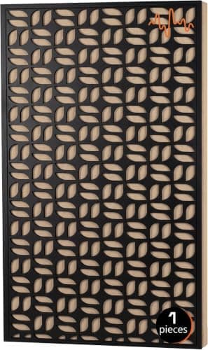 ACOUSTIC MOTION Acoustic Panels 5.5cm Thick120X60 cm Fiberglass+Wood Sound Proof-Bass Trap,Sound Absorbing,Diffusion decorative Panels FLUXA design for Studios,Home Theater Ceiling,Wall,Black Insulation
