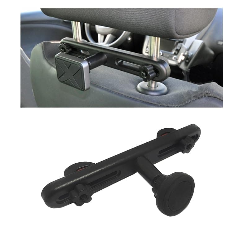 KaberTrade Magnetic Car Headrest Holder for Back Seat Passenger Entertainment Compatible with iPad, Tablet, and Smartphones for Long Trips. (Code:10386) Portable electronic device mount