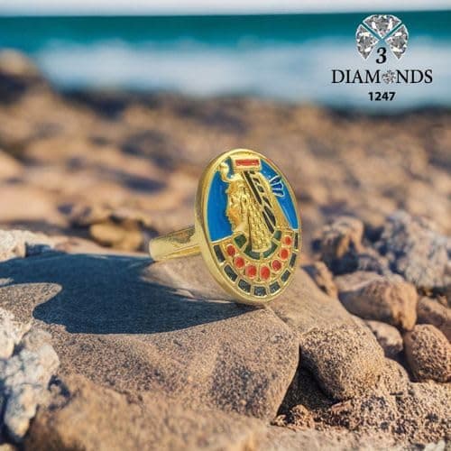 3 Diamonds 292474661779230 Women's Ring, Gold Plated, High Quality With Zircon (Pharaonic Shape)