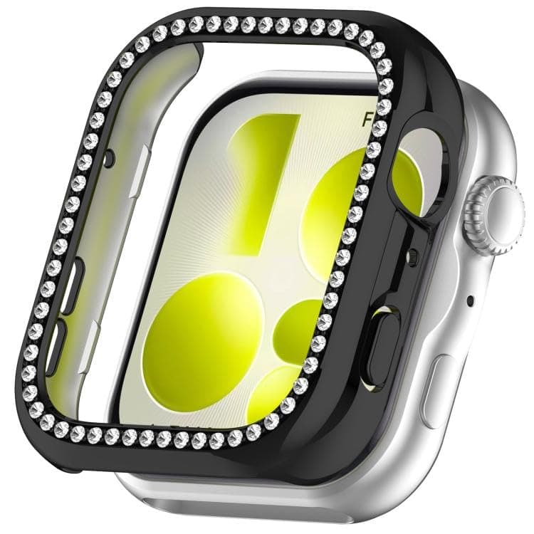 Protective Case (Compatible with Huawei Fit 5), Hard PC with Single Row Of Diamonds, Half Coverage, Coated Carbon Fiber