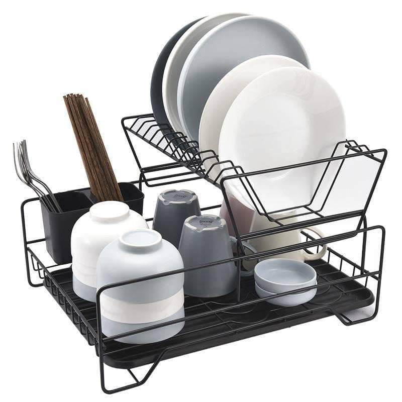 Generic 2-Tier Metal Dish Rack and Kitchen Organiser in Black, .mek