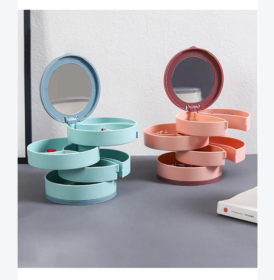 4-Tier Acrylic Jewelry Organizer with Mirror Multi-Layer Storage for Accessories Rings Earrings Bracelets Space-Saving Stylish Daily Use