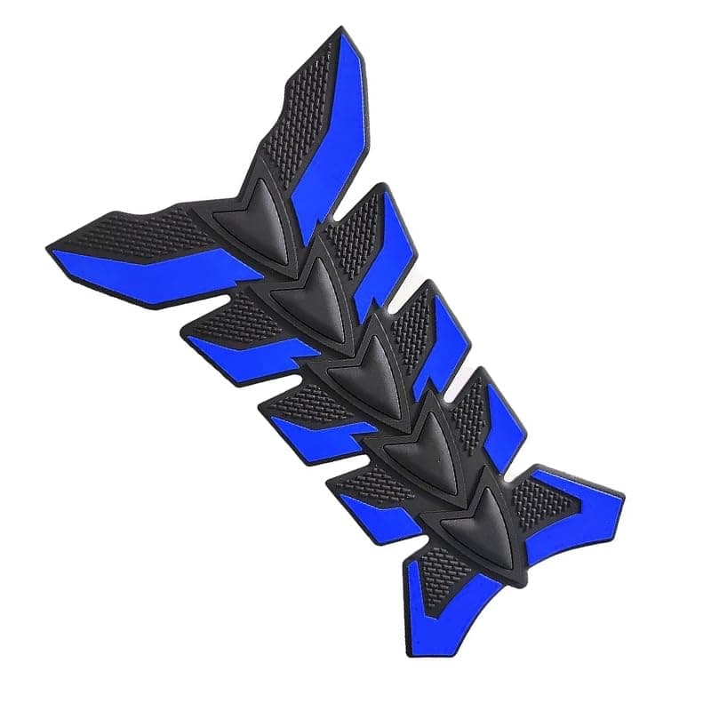 KaberTrade 3D Motorcycle Rubber Tank Pad, Fish Bone Design Fuel Tank Protector Sticker (1 Piece, Blue*Black, Code:8444) Sticker decal