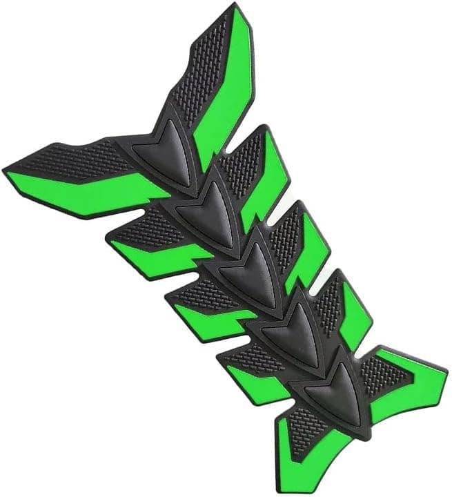 KaberTrade Motorcycle Bike Tank Protection Pad Weather Resistant Fuel Tank Paint Protection Sticker Strong Adhesive Sport Ribbed Design (1 Piece, Green*Black, Code:8445)