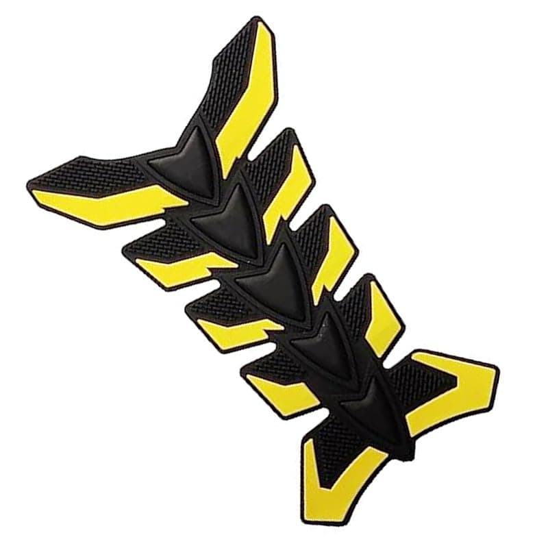 KaberTrade 3D Motorcycle Rubber Tank Pad, Fish Bone Design Fuel Tank Protector Sticker (1 Piece, Yellow*Black, Code:8443) Sticker decal