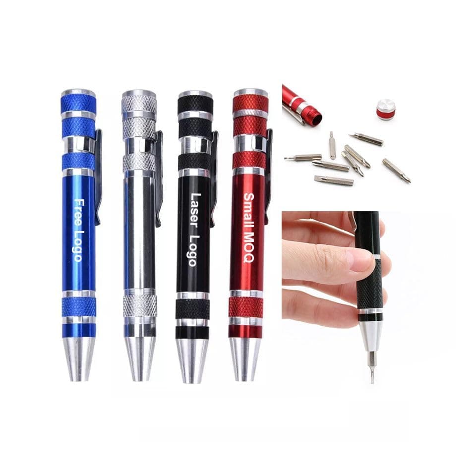 8-in-1 Precision Screwdriver Set Pen Shaped Multi-Tool with Flathead and Phillips Bits Magnetic Tip and Pocket Clip for Electronics Glasses Repairs