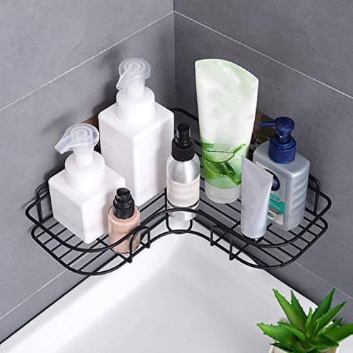 RED APPLE Enterprise Stainless Steel Bathroom Corner Shelf Organizer Storage Hanging Shower Caddy Rack (Black)