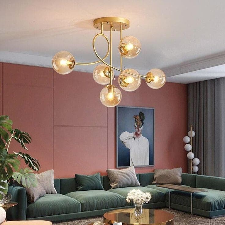 Generic Pendant Light 6Bulb Without Bulbs 50 * 40 * 50cm Gold Light fixture