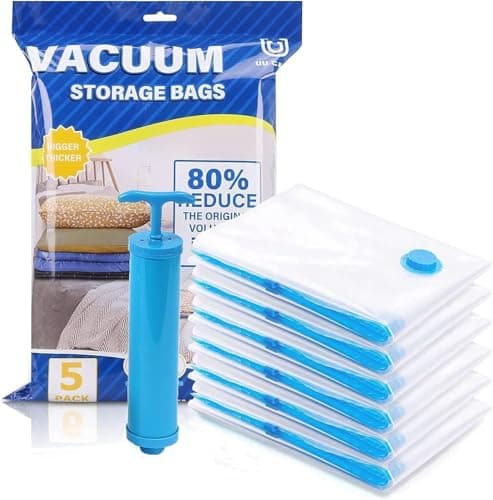 Vacuum Storage Bag Set 6 Pack with Manual Pump Space Saver Bags for Quilts