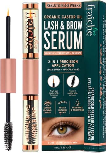 USDA Organic Castor Oil Lash Serum - Premium All Natural Cold Pressed Castor Oil Eyelash Growth Serum with Mascara Tube - Eyelash Treatment and Conditioner - For Thicker and Fuller Lashes Make up