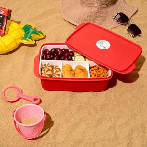 Divided Lunch Box 4 Compartments 1 Liter Capacity with Sauce Section and Airtight Leakproof Lid Food Prep Container for Daily Use 255x155x55 mm Meal holder