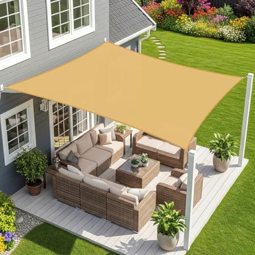 Sunnylaxx 4 x 4 m Sun Sail, Square, Waterproof Sunshade Sun Sail Color Sand, 95% UV Protection, for Outdoor, Garden