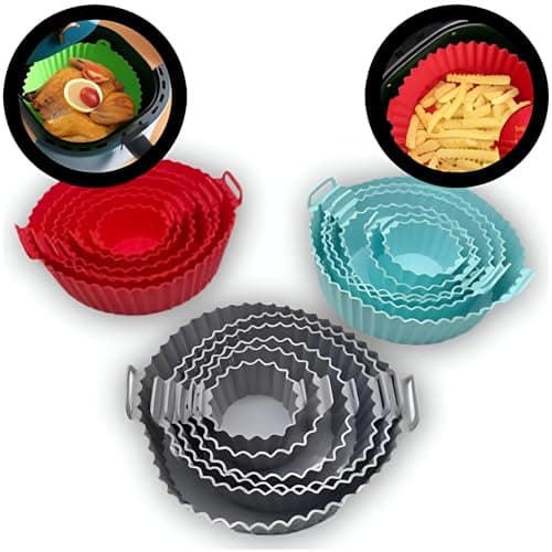 Eco Friendly Silicone Air Fryer Mats - Reusable, Set of 6 Multicolor for Convenient Cooking, Includes Random Colors of Different Sizes