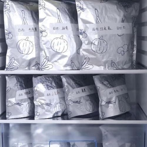 10Pcs Silver Freezer Food Storage Bags with Date Label for Organization