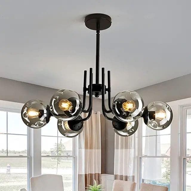 Generic Pendant Light 6 Bulb Without Bulbs 55x50x55 cm Black