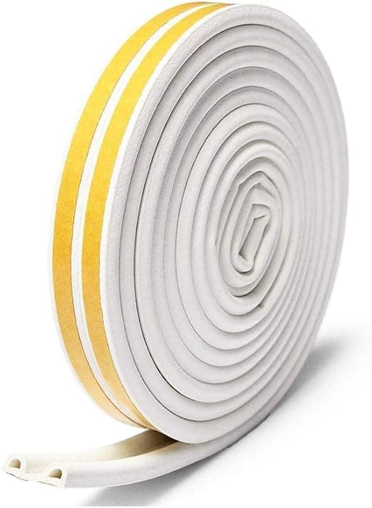 Door Seal Strip Foam For Window And Door Rubber Insulation Self Adhesive Anti Collision Soundproof Weather Stripping Tape Durable Protective Seal 6mm Width 1.5mm Thickness 5M Length White
