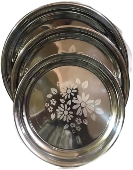 Silver Metal Serving Tray Set – Multipurpose Serving Trays for Serving and Hospitality with Practical and Rustproof Design