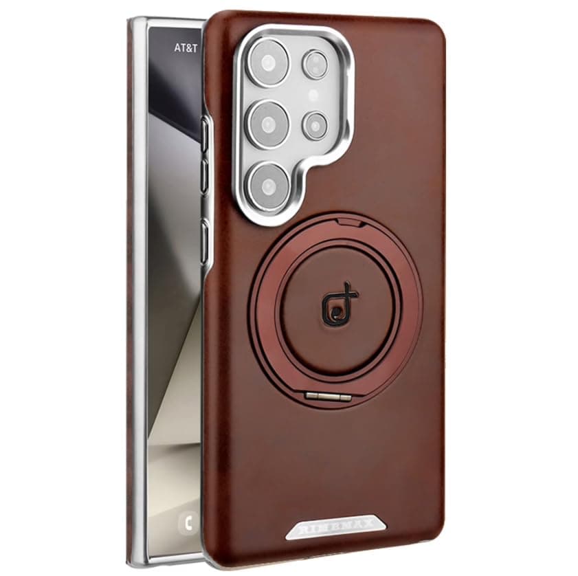 Protective Case (Samsung S26 Ultra) With Magnetic Reactive Matte Finish, 360-Degree Foldable Round Surface, Slim Design, Shockproof And Fingerprint Resistant (Brown) Cellular phone case