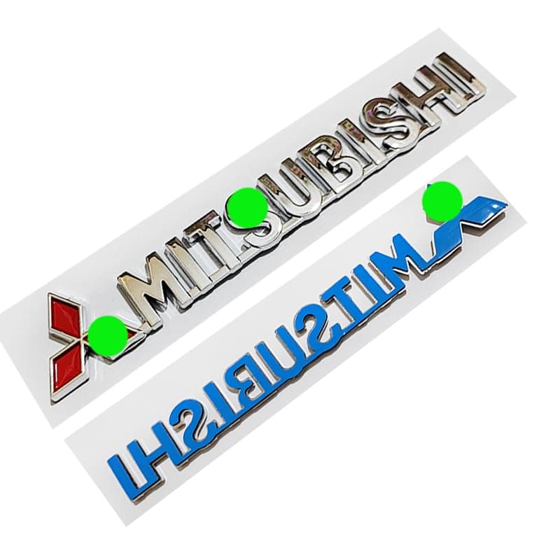 KaberTrade 3D Car Logo Sticker Sign Sticker (Plastic Sticker, Compatible with Mitsu? -/? Bishy, Size 17 * 3cm, Code:8713) - KaberTrade