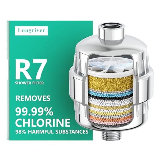 Longriver R7 Shower Filter High Put Shower Water Filter for Hard Water 99.99% Remove Chlorine, Heavy Metals, and Harmful Substance, Shower Water Softener, Improve your skin and hair, Chrome Potable water filter