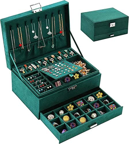 Generic 3 Piece Plush Green Jewelry Organizer Jewelry storage