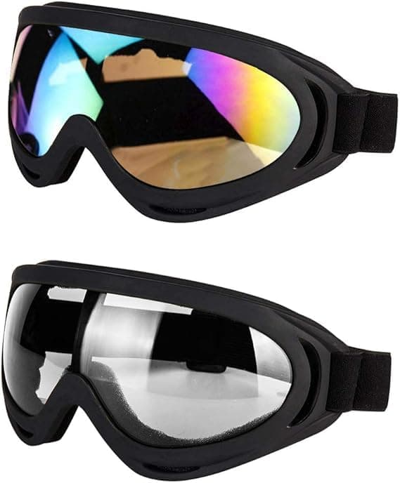 2 Pieces Sports Motorcycle Glasses Sports Glasses with Frosted Lens, Protect Eye from Air and Dust (Medium - One Lens Color Clear and the Other Colored Lens)