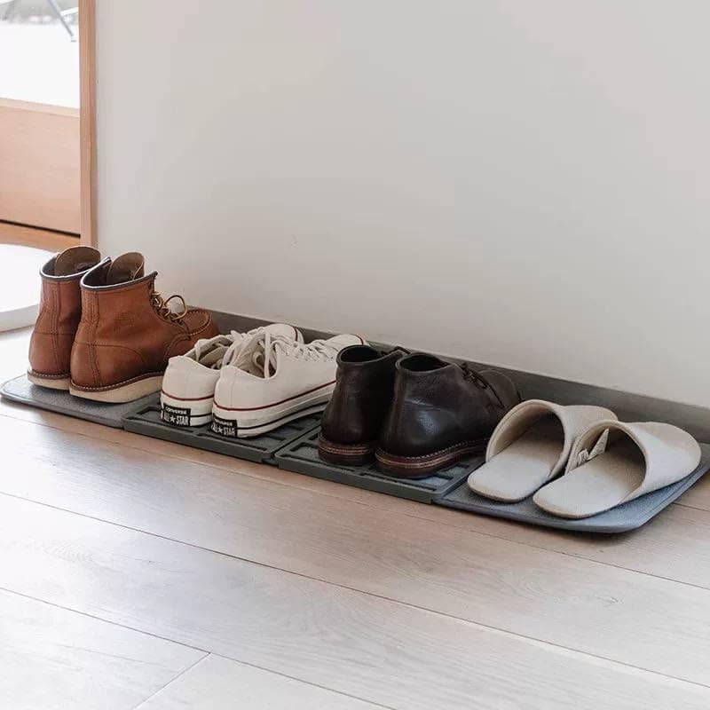 Generic Shoe Drying Mat, Terry Cloth with Absorbent Sponge, 2 Removable Plastic Shoe Racks, 90 x 33 cm, Entryway Use, .sa