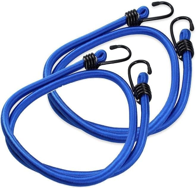 KaberTrade 2 Piece Elastic Rope Cargo Luggage Rope Rope with 2 Durable Hooks for Secure Fixation on Car Roof and Bike (Blue 2 Pieces, 2 Meter Length, Code:4355)
