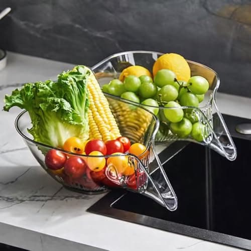 Al-Kholoud Ek 4634 Acrylic Strainer 2 in 1 Multi-Purpose Kitchen Draining Tool Food strainer