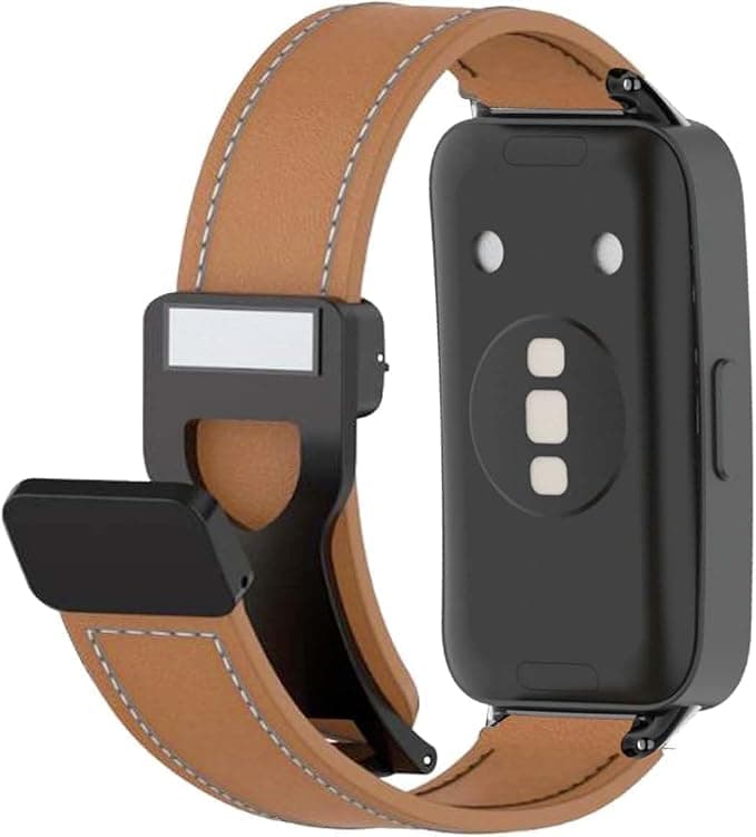 Xmob Leather Magnetic Watch Band Compatible with Huawei Band 9/8, Fashion Leather Bands for Men Women, Adjustable Replacement Strap with Magnetic Buckle Compatible with Huawei Band 9/8