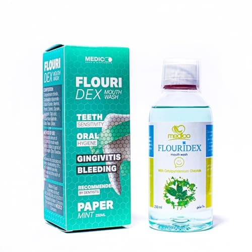 MEDICO Flouridex Mouthwash – Fluoride Antibacterial Oral Rinse with Chlorhexidine, CPC & Peppermint Oil – Cavity Protection, Plaque Control & Fresh Breath – 250ml