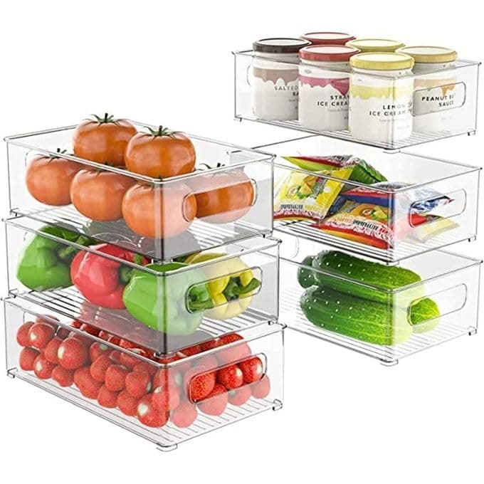 Acrylic Refrigerator Drawer Organizer Clear Large with Handle for Organizing Vegetables Fruits Cans on Refrigerator Shelves and Drawers Kitchen Practical and Organized for All Uses Food storage container